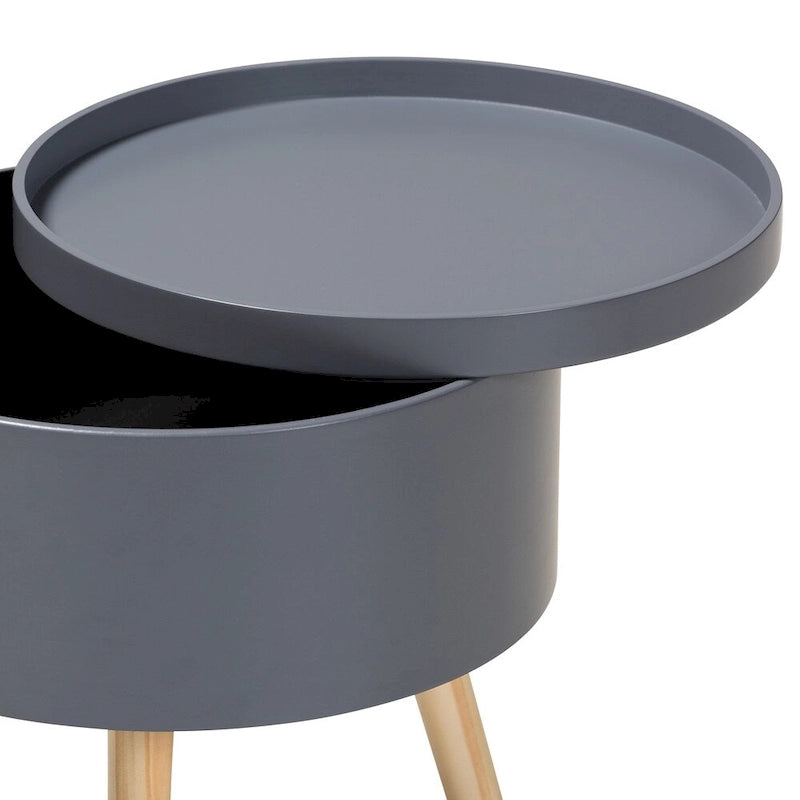 Mid-Century Modern Wood End Table with Removable Top