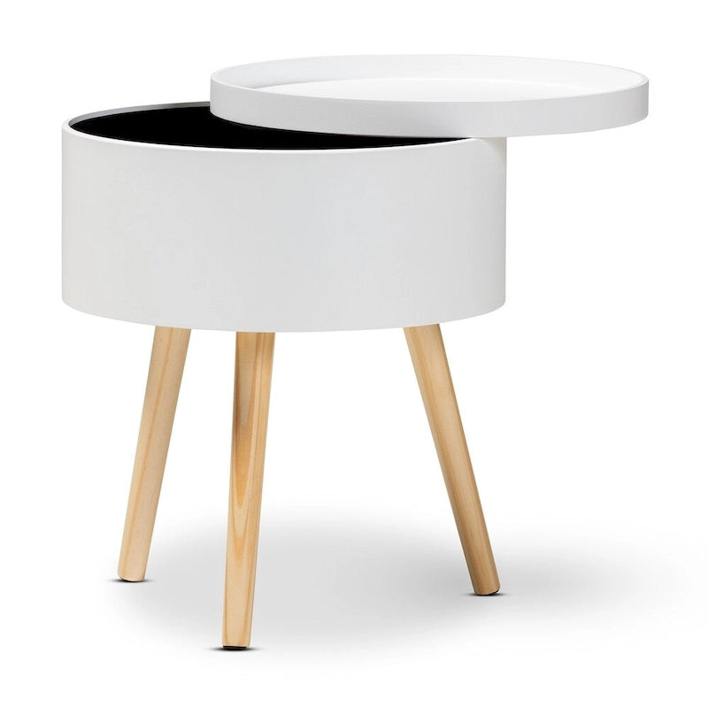 Mid-Century Modern Wood End Table with Removable Top