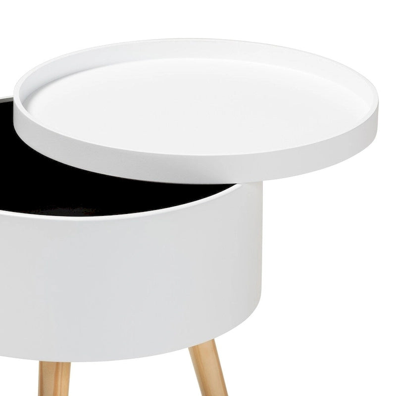 Mid-Century Modern Wood End Table with Removable Top
