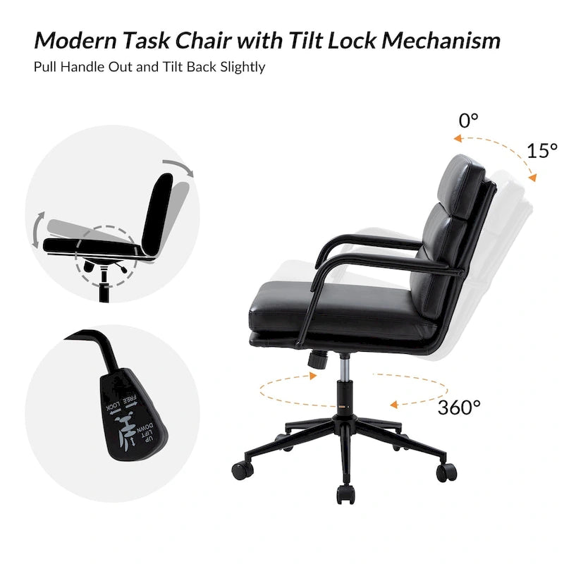 Modern Task Faux Leather Chair with Tilt Lock and Center Tilt