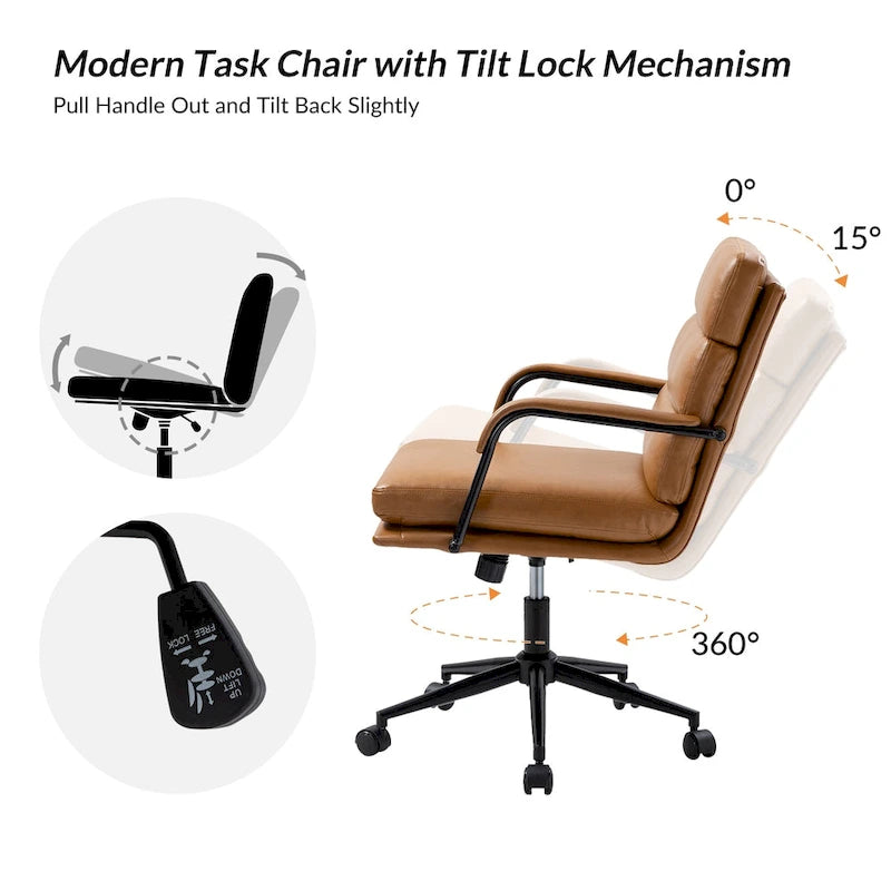 Modern Task Faux Leather Chair with Tilt Lock and Center Tilt