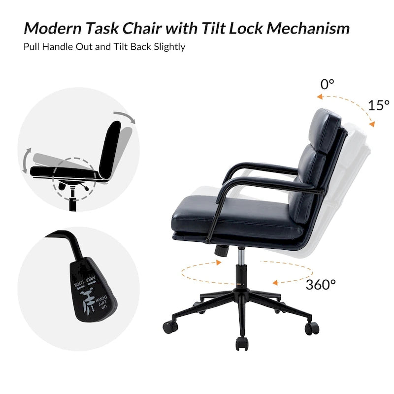 Modern Task Faux Leather Chair with Tilt Lock and Center Tilt