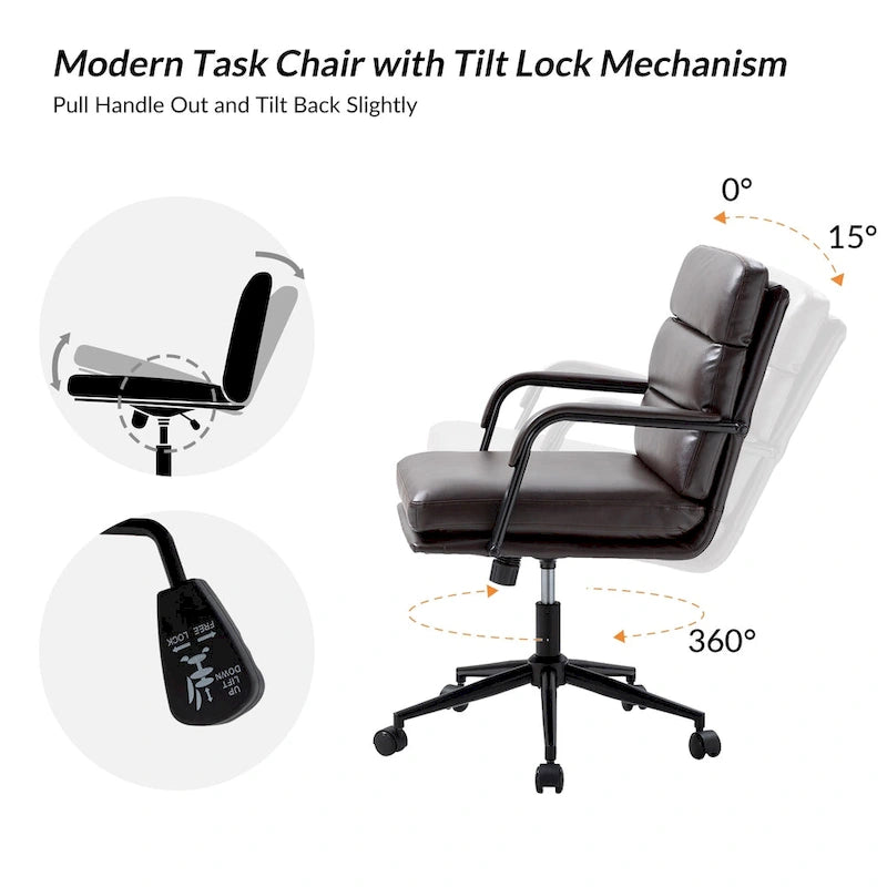 Modern Task Faux Leather Chair with Tilt Lock and Center Tilt