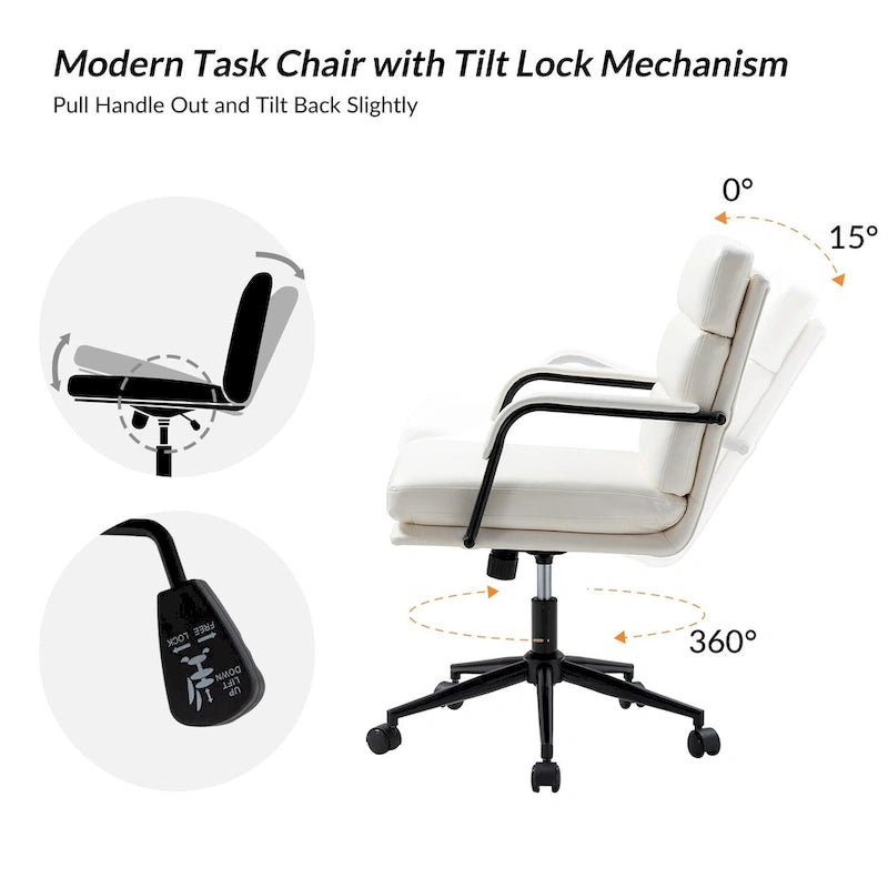 Modern Task Faux Leather Chair with Tilt Lock and Center Tilt
