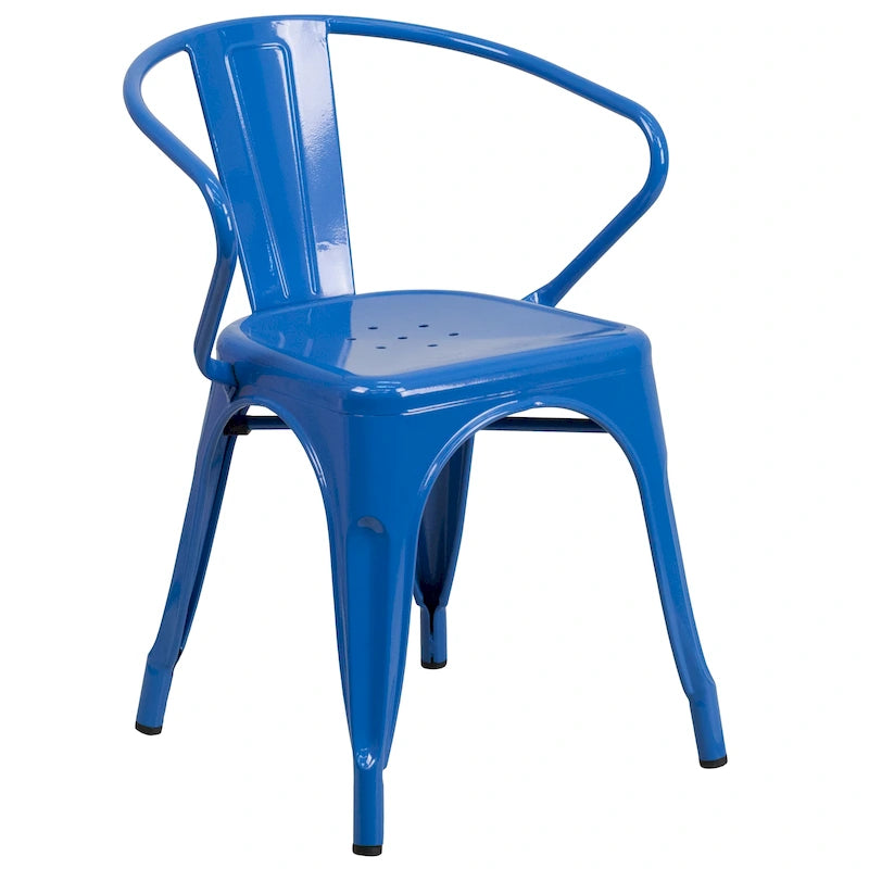 Metal Indoor-Outdoor Chair with Arms - 21.5W x 19D x 27.75H