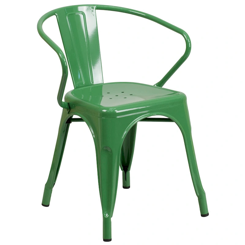 Metal Indoor-Outdoor Chair with Arms - 21.5W x 19D x 27.75H