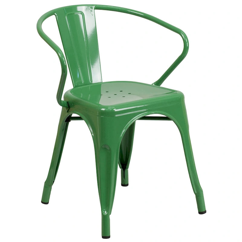 Metal Indoor-Outdoor Chair with Arms - 21.5W x 19D x 27.75H