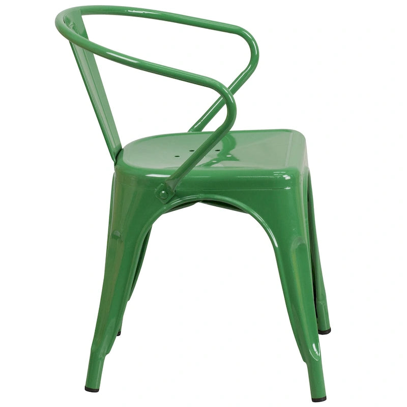Metal Indoor-Outdoor Chair with Arms - 21.5W x 19D x 27.75H