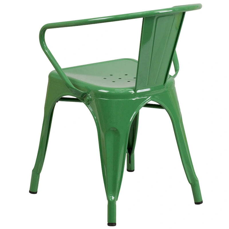 Metal Indoor-Outdoor Chair with Arms - 21.5W x 19D x 27.75H