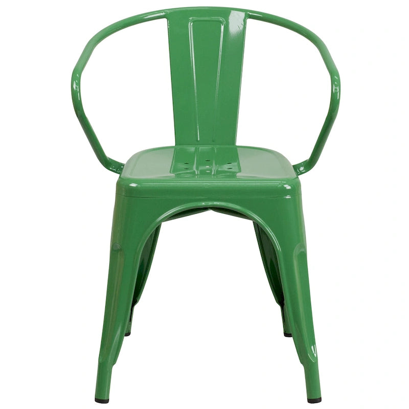 Metal Indoor-Outdoor Chair with Arms - 21.5W x 19D x 27.75H