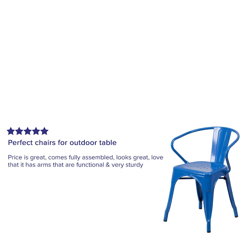 Metal Indoor-Outdoor Chair with Arms - 21.5W x 19D x 27.75H