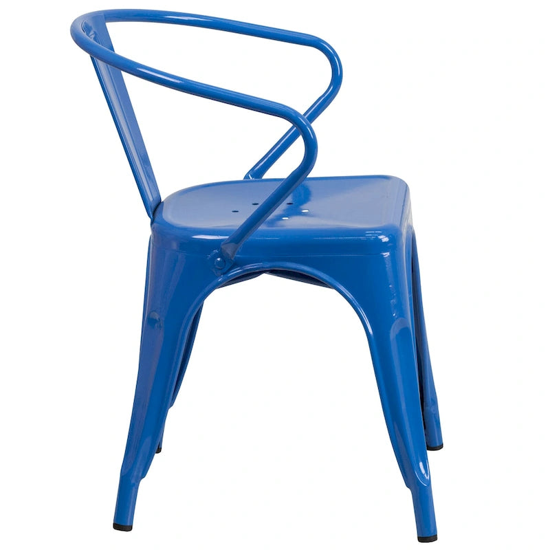 Metal Indoor-Outdoor Chair with Arms - 21.5W x 19D x 27.75H