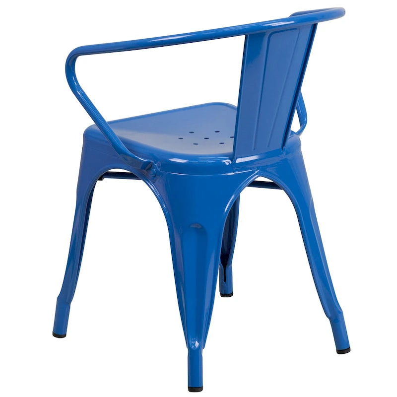 Metal Indoor-Outdoor Chair with Arms - 21.5W x 19D x 27.75H