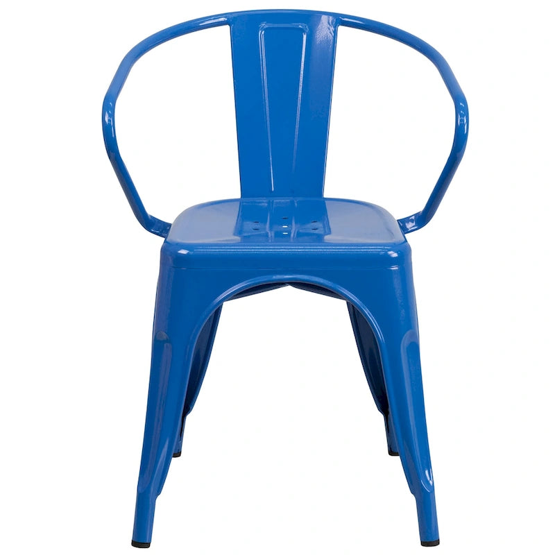 Metal Indoor-Outdoor Chair with Arms - 21.5W x 19D x 27.75H