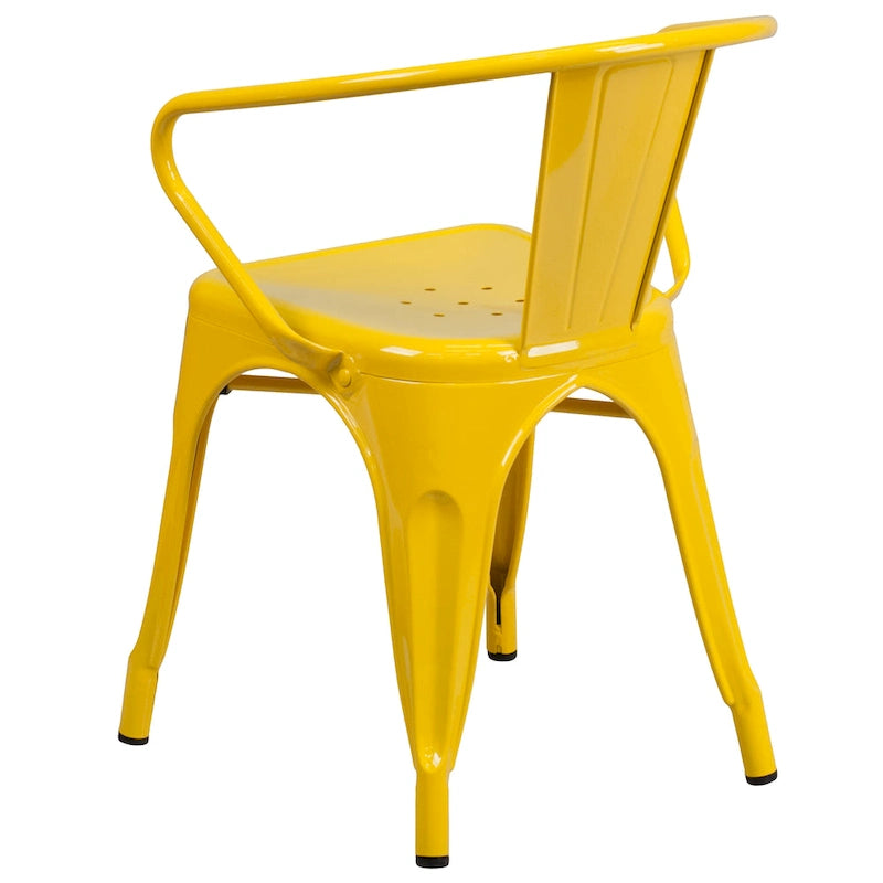 Metal Indoor-Outdoor Chair with Arms - 21.5W x 19D x 27.75H