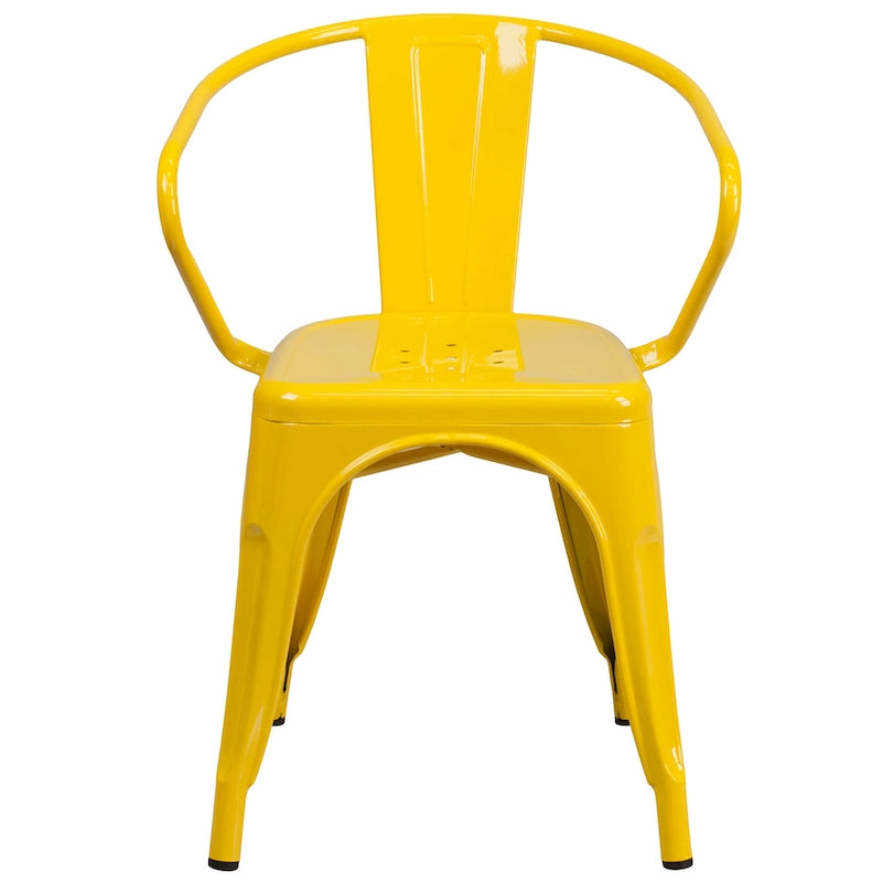 Metal Indoor-Outdoor Chair with Arms - 21.5W x 19D x 27.75H