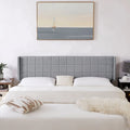 Adjustable Upholstered Headboard, Modern Wingback Headboard with Double Nailhead Trimming