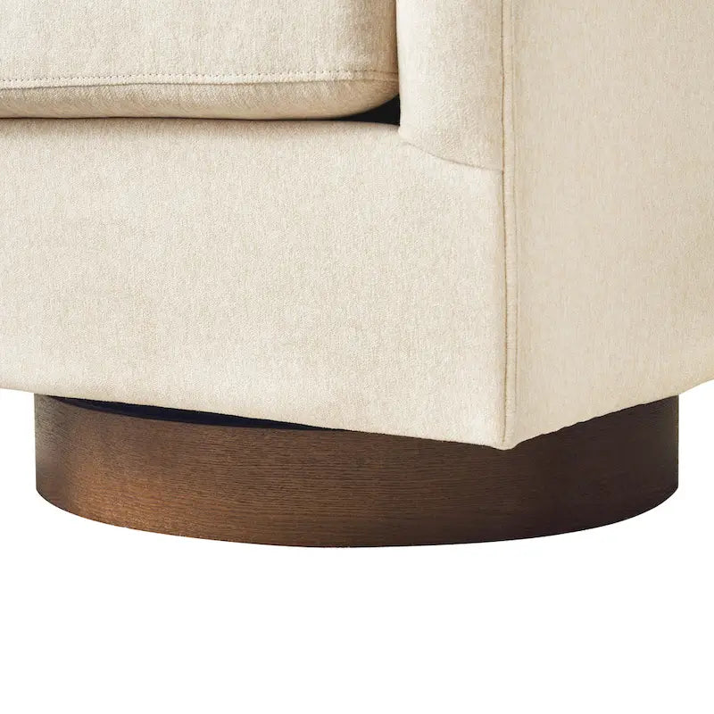 Modern Living Room Armchair Upholstered Wooden Barrel Swivel Accent Chair