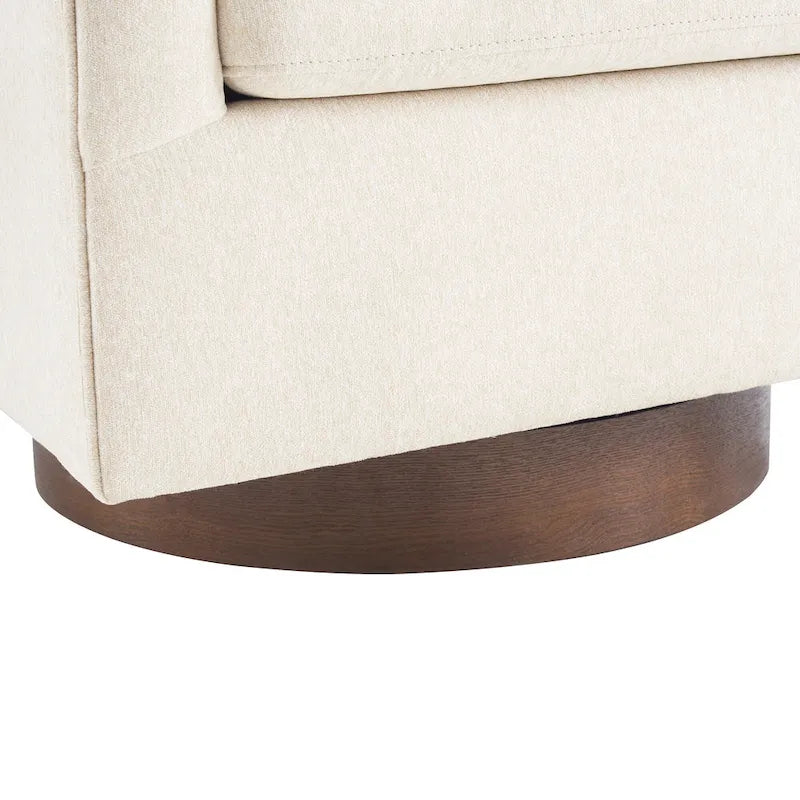 Modern Living Room Armchair Upholstered Wooden Barrel Swivel Accent Chair