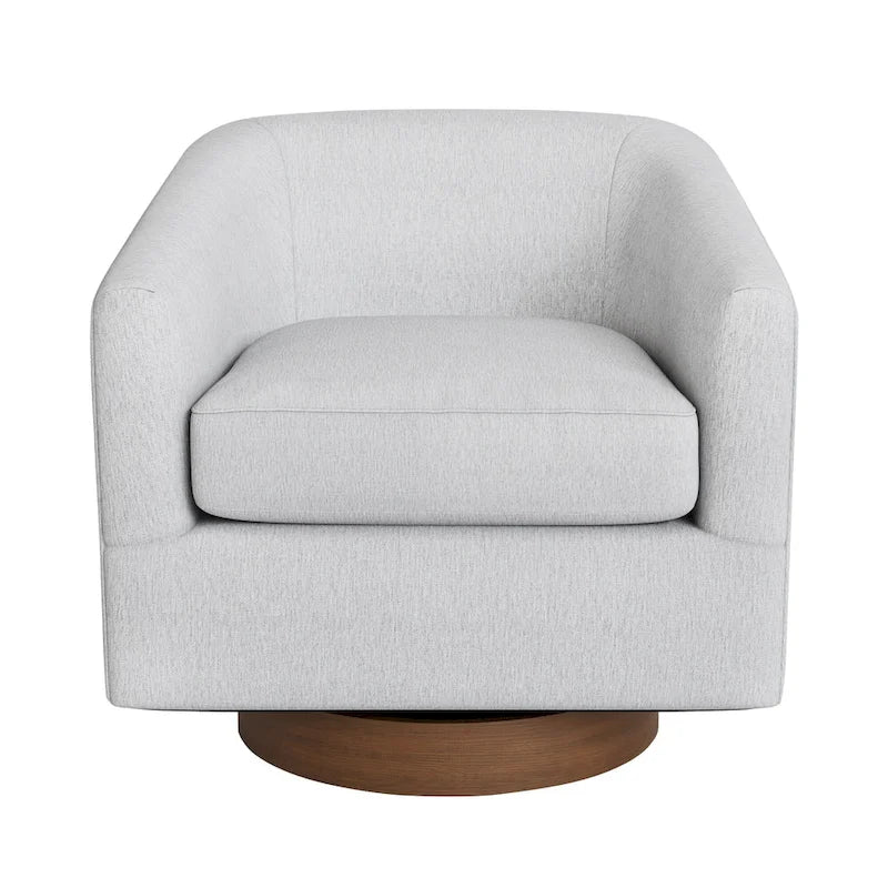 Modern Living Room Armchair Upholstered Wooden Barrel Swivel Accent Chair