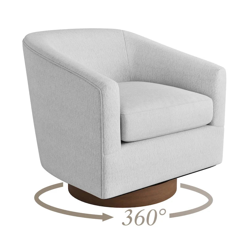Modern Living Room Armchair Upholstered Wooden Barrel Swivel Accent Chair