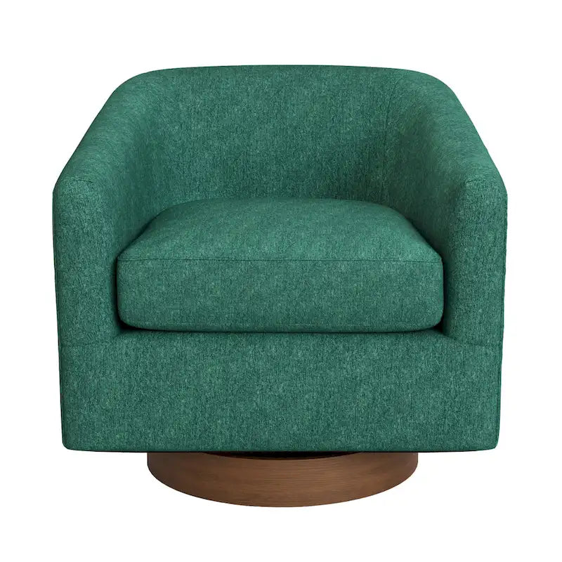 Modern Living Room Armchair Upholstered Wooden Barrel Swivel Accent Chair