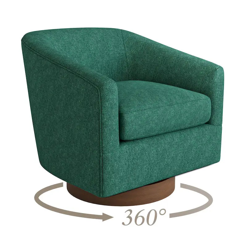 Modern Living Room Armchair Upholstered Wooden Barrel Swivel Accent Chair
