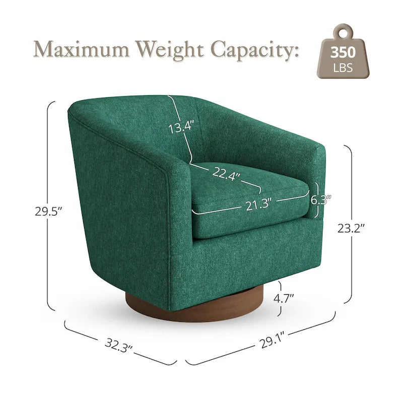 Modern Living Room Armchair Upholstered Wooden Barrel Swivel Accent Chair