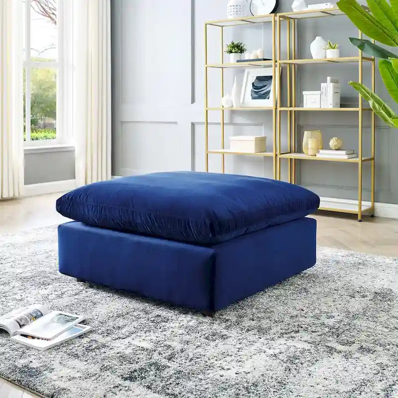 Down Filled Overstuffed Performance Velvet Ottoman