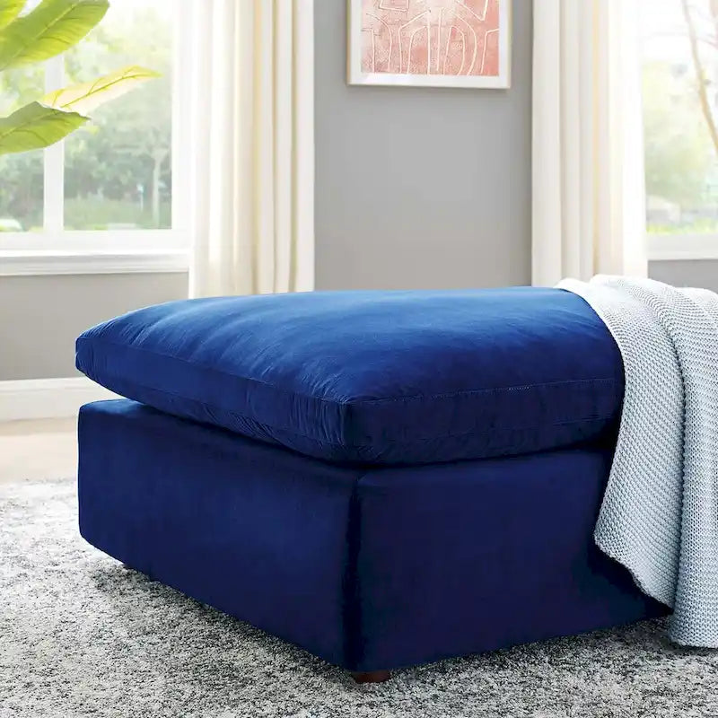 Down Filled Overstuffed Performance Velvet Ottoman