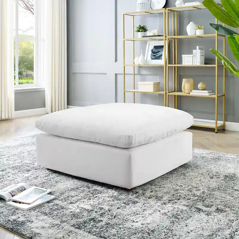 Down Filled Overstuffed Performance Velvet Ottoman