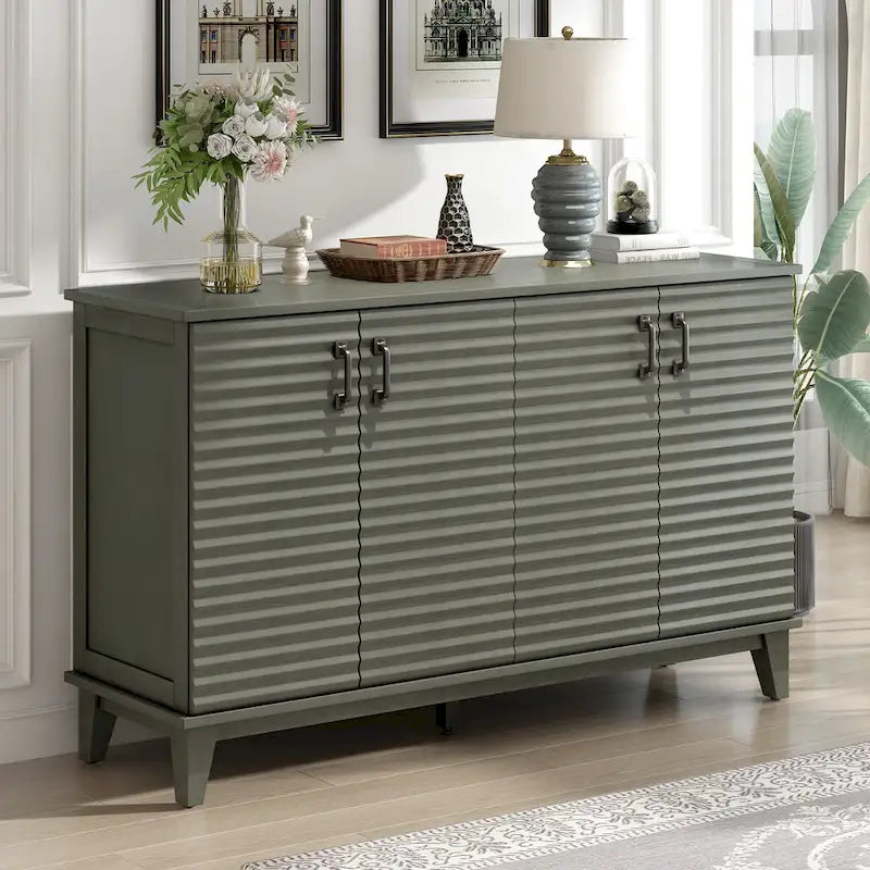 Sideboard with 4 Door Large Storage Buffet with Adjustable Shelves