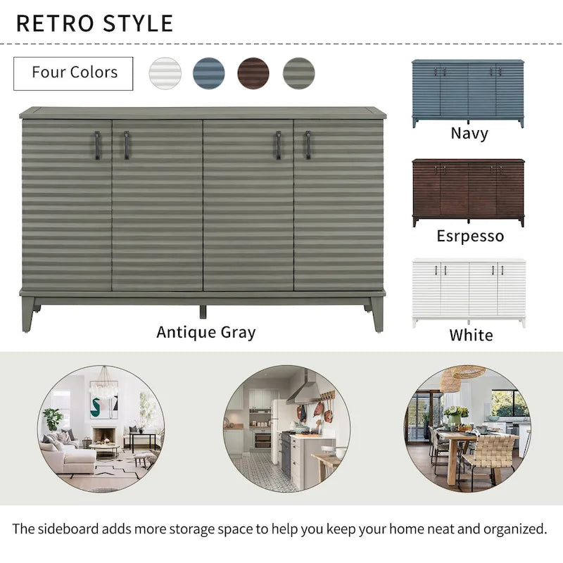 Sideboard with 4 Door Large Storage Buffet with Adjustable Shelves