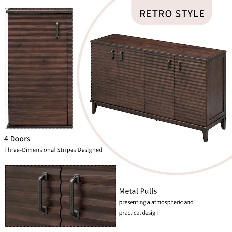 Sideboard with 4 Door Large Storage Buffet with Adjustable Shelves