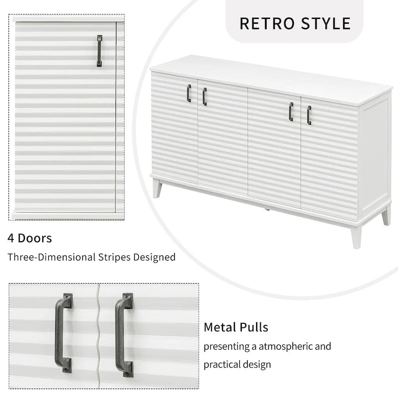 Sideboard with 4 Door Large Storage Buffet with Adjustable Shelves