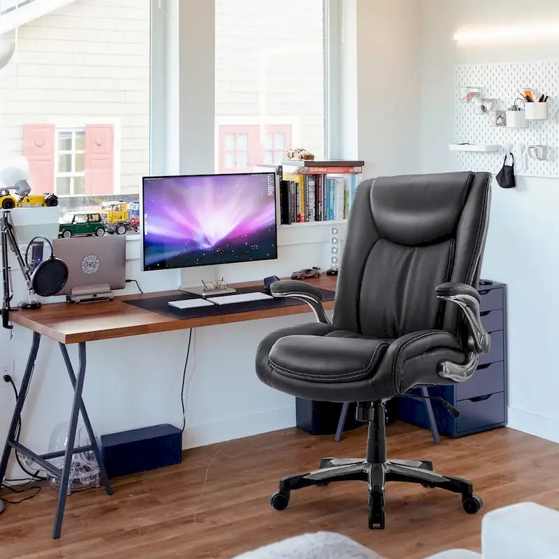 Large Heavy Duty High Back Executive Computer Office Desk Chair Flip-up Arms Wide Thick Seat for Home Office 400LBS