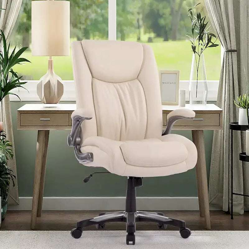 Large Heavy Duty High Back Executive Computer Office Desk Chair Flip-up Arms Wide Thick Seat for Home Office 400LBS