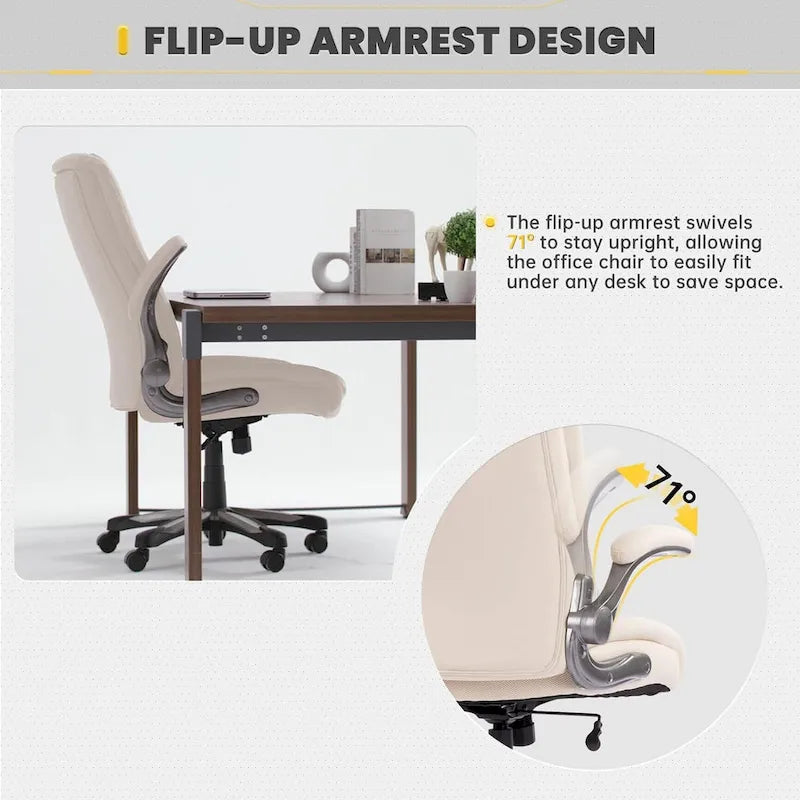 Large Heavy Duty High Back Executive Computer Office Desk Chair Flip-up Arms Wide Thick Seat for Home Office 400LBS