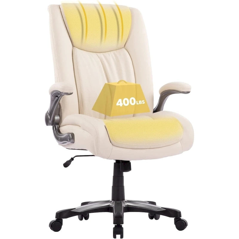 Large Heavy Duty High Back Executive Computer Office Desk Chair Flip-up Arms Wide Thick Seat for Home Office 400LBS