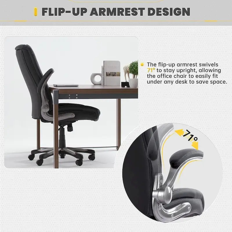 Large Heavy Duty High Back Executive Computer Office Desk Chair Flip-up Arms Wide Thick Seat for Home Office 400LBS