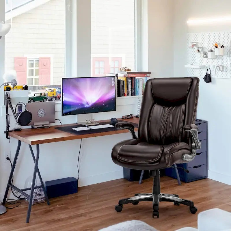 Large Heavy Duty High Back Executive Computer Office Desk Chair Flip-up Arms Wide Thick Seat for Home Office 400LBS