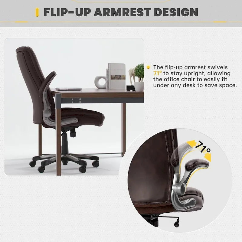 Large Heavy Duty High Back Executive Computer Office Desk Chair Flip-up Arms Wide Thick Seat for Home Office 400LBS