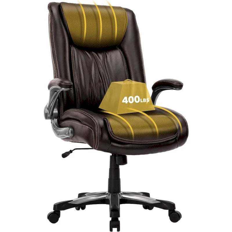 Large Heavy Duty High Back Executive Computer Office Desk Chair Flip-up Arms Wide Thick Seat for Home Office 400LBS