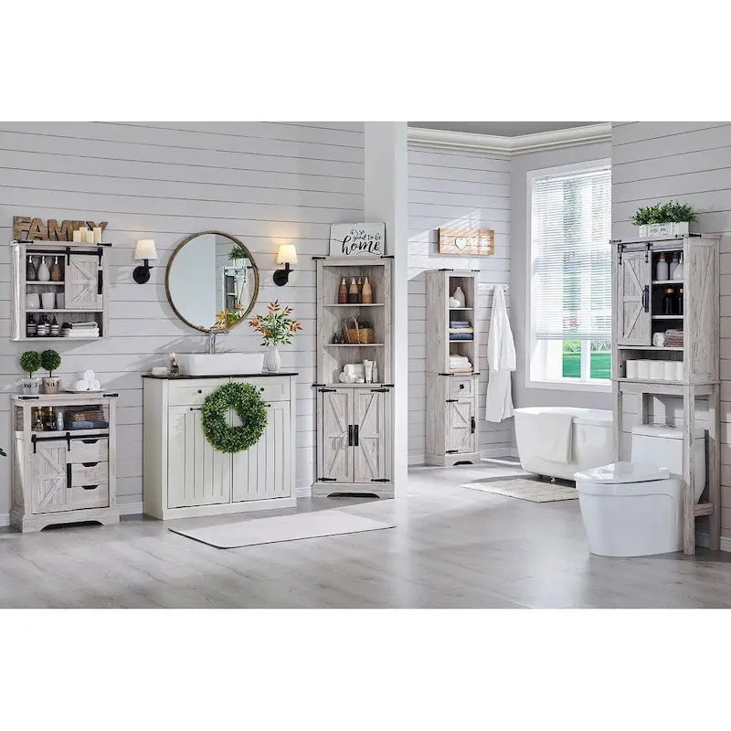 Farmhouse Over The Toilet Storage Cabinet, Cabinet Over Toilet