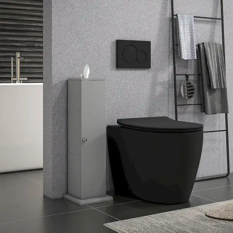 Toilet Paper Cabinet, Small Bathroom Corner Floor Cabinet with Doors and Shelves, Thin Storage Bathroom Organizer