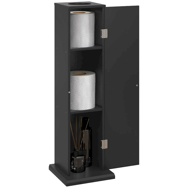 Toilet Paper Cabinet, Small Bathroom Corner Floor Cabinet with Doors and Shelves, Thin Storage Bathroom Organizer
