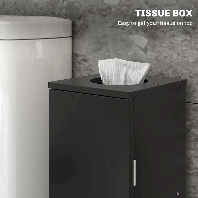 Toilet Paper Cabinet, Small Bathroom Corner Floor Cabinet with Doors and Shelves, Thin Storage Bathroom Organizer