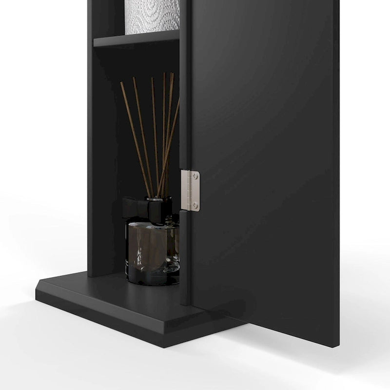 Toilet Paper Cabinet, Small Bathroom Corner Floor Cabinet with Doors and Shelves, Thin Storage Bathroom Organizer