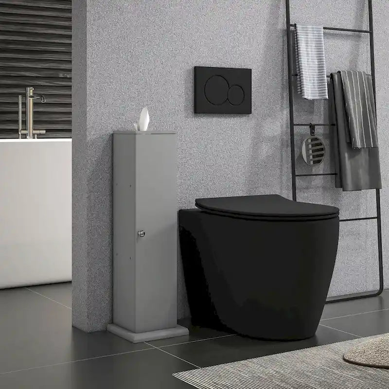 Toilet Paper Cabinet, Small Bathroom Corner Floor Cabinet with Doors and Shelves, Thin Storage Bathroom Organizer