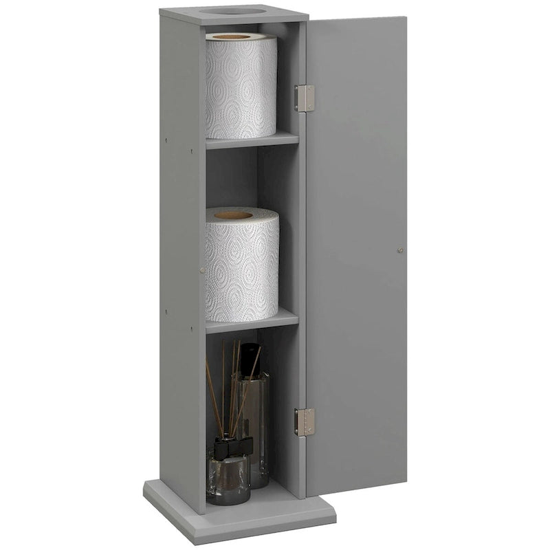 Toilet Paper Cabinet, Small Bathroom Corner Floor Cabinet with Doors and Shelves, Thin Storage Bathroom Organizer